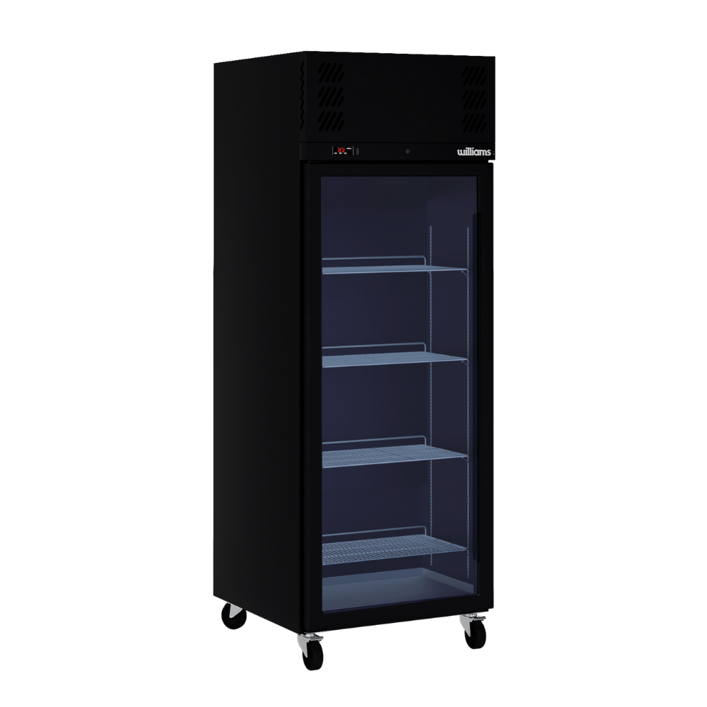 Williams Refrigeration HP1GBHC | Pearl | Black | Upright Fridge | Clear Door Refrigerators | 1 Door Fridge I Refrigerator I Commercial Refrigerator