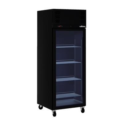 Williams Refrigeration HP1GBHC | Pearl | Black | Upright Fridge | Clear Door Refrigerators | 1 Door Fridge I Refrigerator I Commercial Refrigerator
