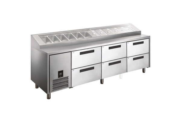 Glacian HPB2476DDD 3 Door Pizza Bar with Drawers