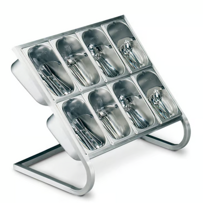 Hupfer BA-8XGN | 8 x GN Cutlery Containers | With Support Frame | Stainless Steel | Cutlery Holder