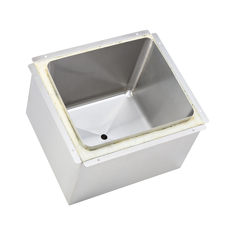 3monkeez ICE-403530 Weld In Insulated Ice Well, Twin Skin, 25mm Centre Outlet, 304 Grade Stainless Steel - 400x350x300