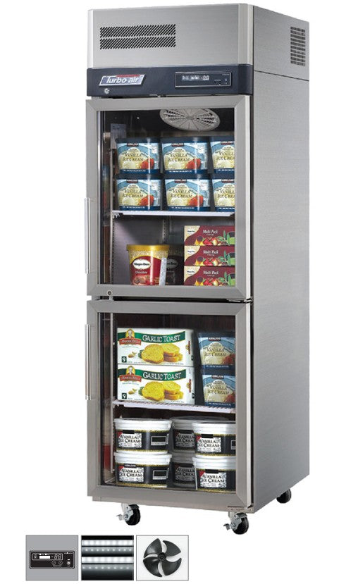 Turbo Air KF25-2G-N | 2 Half Glass Door Top Mount Display Freezer | 572ℓ | Upright Freezer Glass Door
