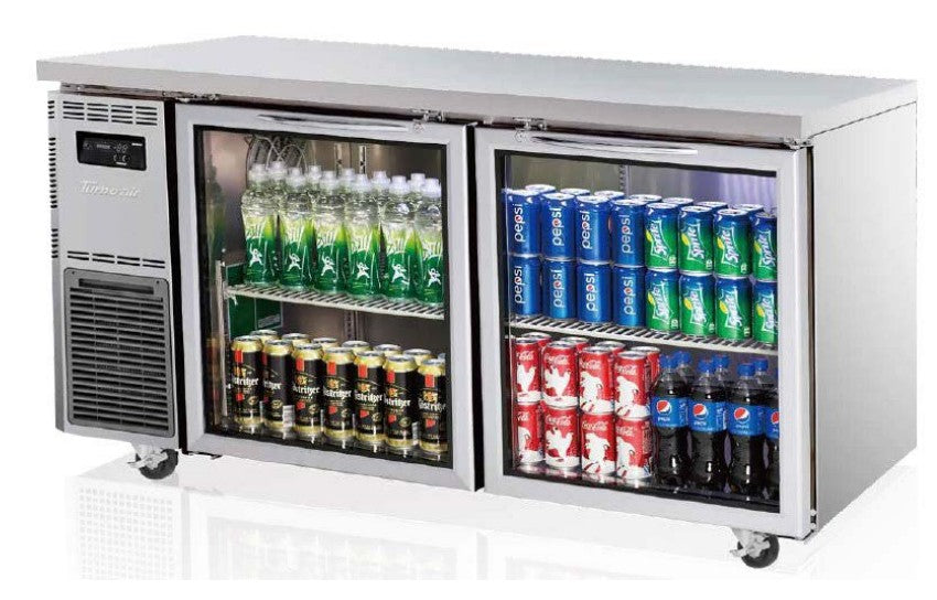 Turbo KGR15-2-N | Glass 2 Door Fridge | 1500mm Wide | 425ℓ | Undercounter Fridge | Glass Door Fridge