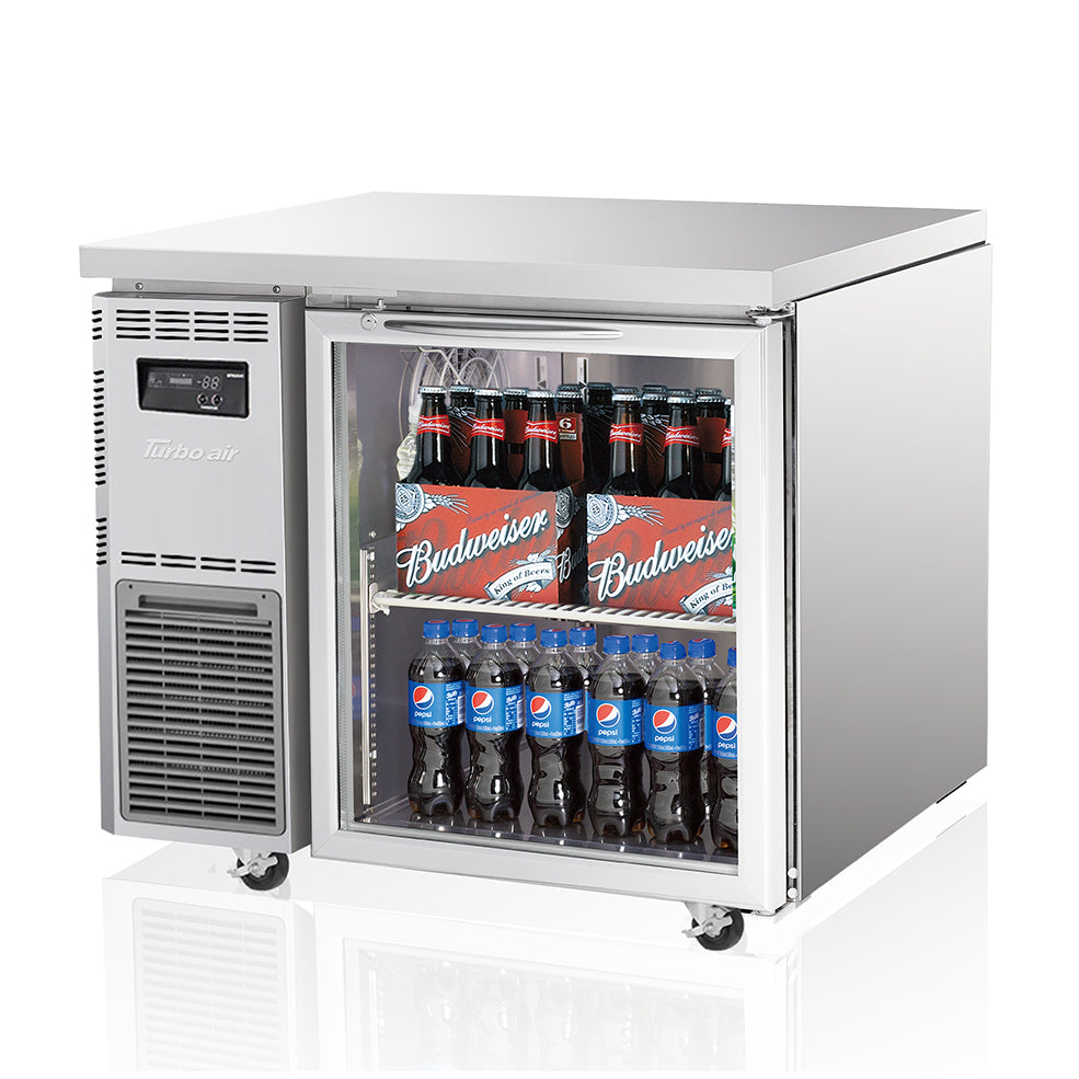 Turbo Air KGR9-1-N | Glass 1 Door Fridge | 198ℓ | Undercounter Fridge | Glass Door Fridge