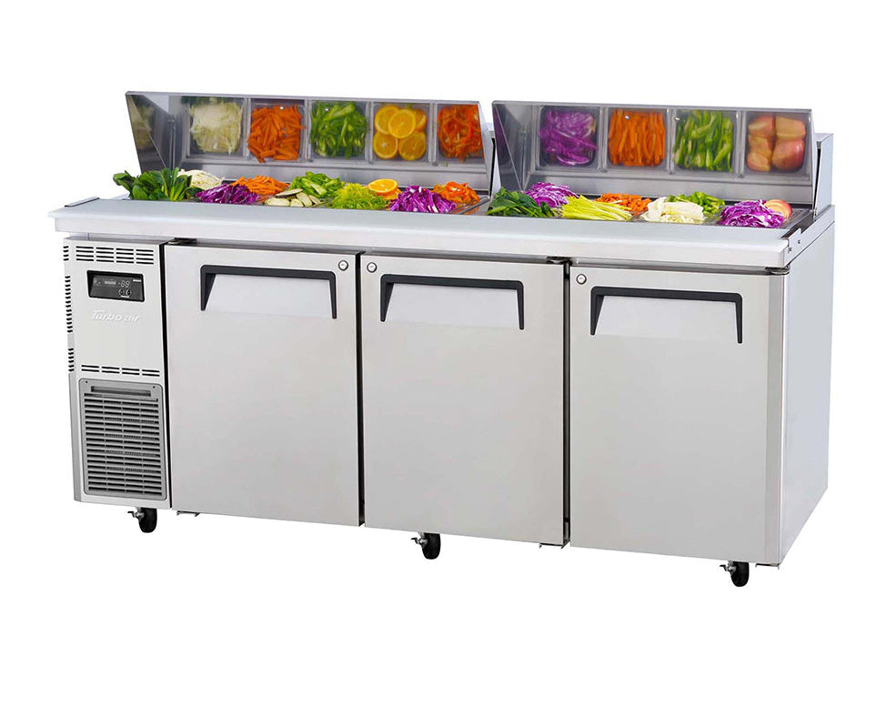 Turbo Air KHR18-3-N | Undercounter Salad Prep Hood / Lid | 3 Door Fridge | 516ℓ | Salad Prep Fridge | Undercounter Fridge