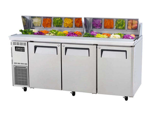 Turbo Air KHR18-3-N | Undercounter Salad Prep Hood / Lid | 3 Door Fridge | 516ℓ | Salad Prep Fridge | Undercounter Fridge