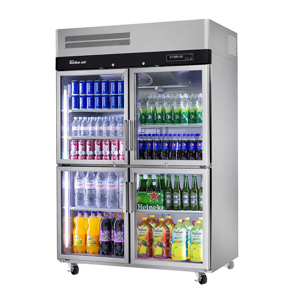 Turbo Air KR45-4G-N | 4 Half Glass Door Top Mount Display Fridge | 1210ℓ | Upright Fridge Glass Door