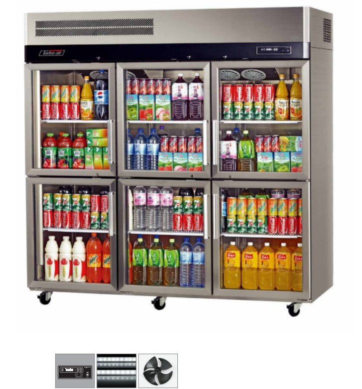 Turbo Air KR65-6G-N | 6 Half Glass Door Top Mount Display Fridge | 1868ℓ | Upright Fridge Glass Door