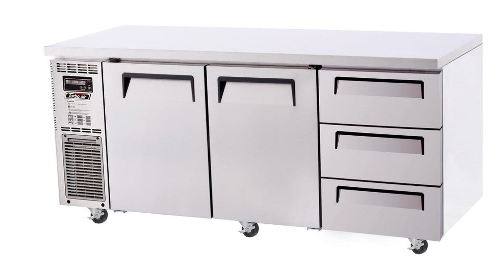Turbo Air KUR18-3D-3-N | 2 Door 3 Drawer Chiller | Fridge | 1800mm Wide | 100mm deep | Undercounter Drawer Fridge