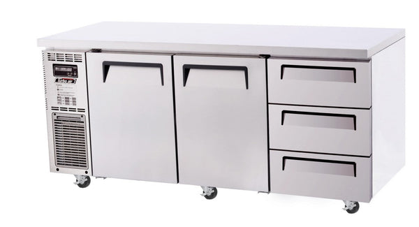 Turbo Air KUR18-3D-3-N | 2 Door 3 Drawer Chiller | Fridge | 1800mm Wide | 100mm deep | Undercounter Drawer Fridge