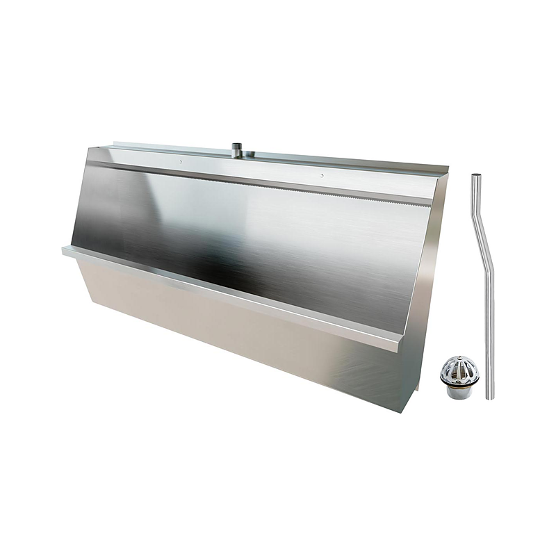 3monkeez M-SWHUR-1200C Urinal Wall Hung, 25mm Top Centre Inlet, 50mm Centre Outlet, Includes M-FP600-C - 600mm Offset Flush pipe, URNG - Domed Urinal Grate - 1200mmL