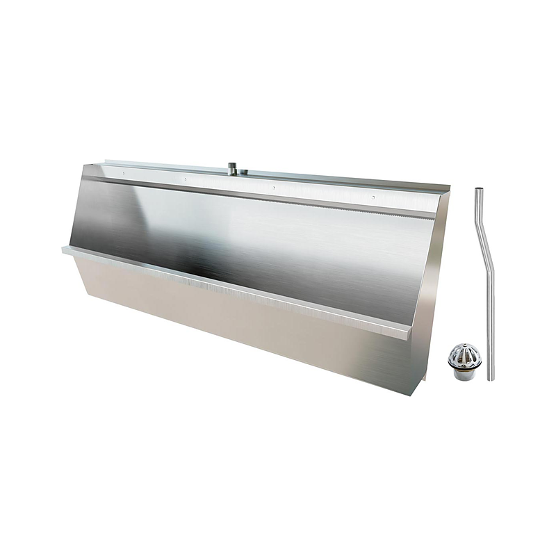 3monkeez M-SWHUR-1500C Urinal Wall Hung, 25mm Top Centre Inlet, 50mm Centre Outlet, Includes M-FP600-C - 600mm Offset Flush pipe, URNG - Domed Urinal Grate - 1500mmL