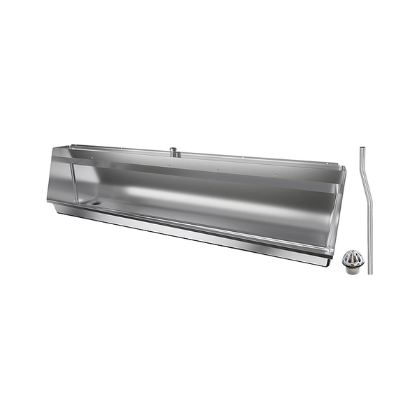 3monkeez M-SWHUR-1800C Urinal Wall Hung, 25mm Top Centre Inlet, 50mm Centre Outlet, Includes M-FP600-C - 600mm Offset Flush pipe, URNG - Domed Urinal Grate - 1800mmL