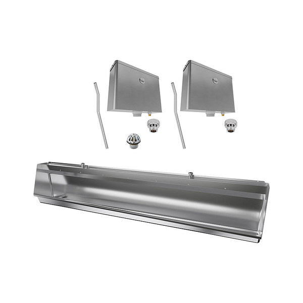 3monkeez M-SWHUR-2400C-FPKIT Stainless Steel Wall Hung Urinal Kit, Including M-SWHUR-2400C - 2400mm Wall Hung Urinal, 2x AB-CIS-FP - Front Press Cistern, 2x URNNW-2 - Sparge Adapto
