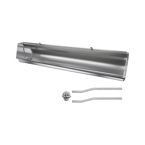 3monkeez M-SWHUR-2400C Urinal Wall Hung 2400mmL, 2x 25mm Top Inlets, 50mm Centre Outlet, Includes 2 x Flush pipes and 1 x Domed Urinal Grate