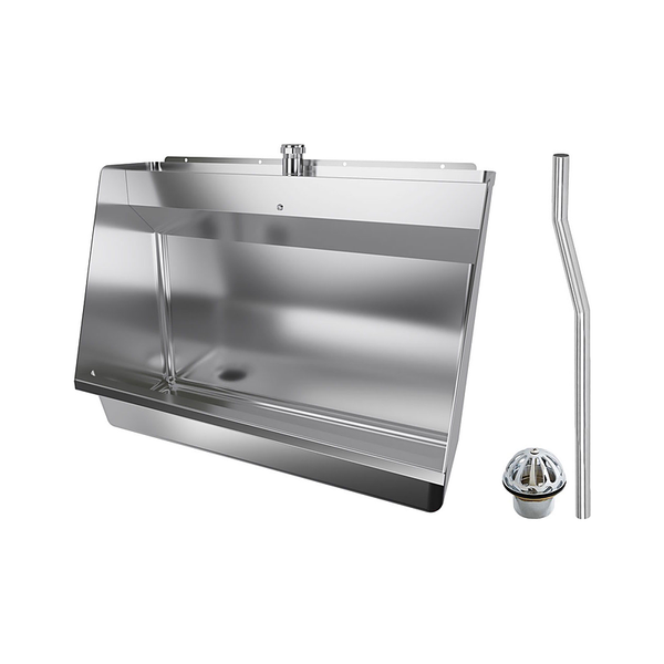 3monkeez M-SWHUR-600C Urinal Wall Hung, 25mm Top Centre Inlet, 50mm Centre Outlet, Includes M-FP600-C - 600mm Offset Flush pipe, URNG - Domed Urinal Grate - 600mmL