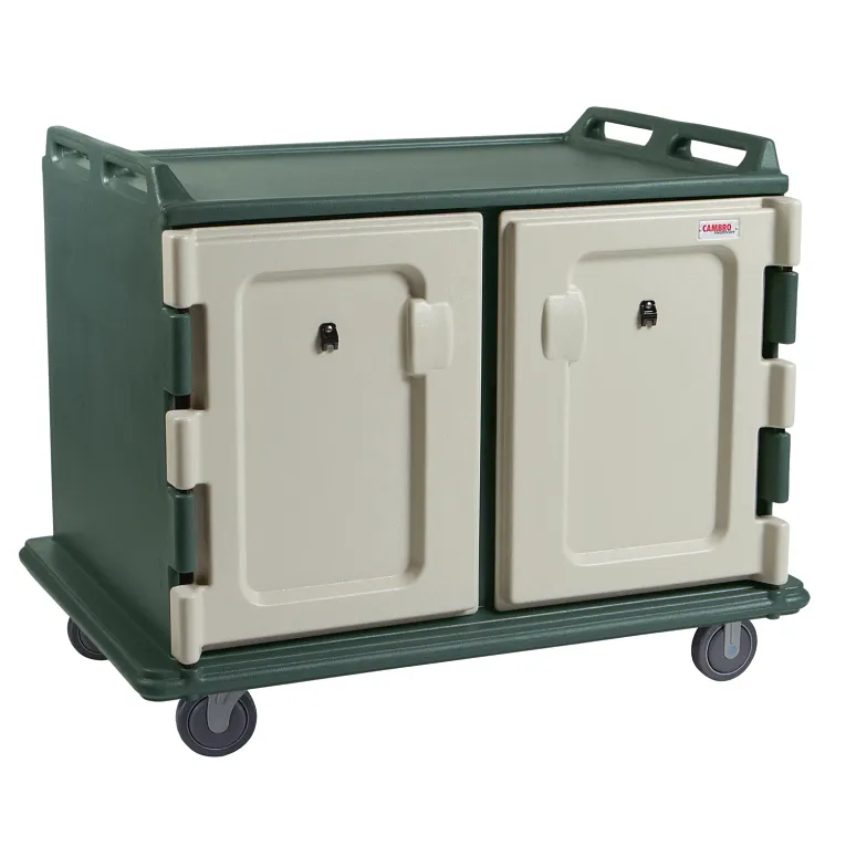 Cambro MDC1418S20192 20 Tray Meal Delivery Cart I Low Profile I 14" x 18" I Granite Green