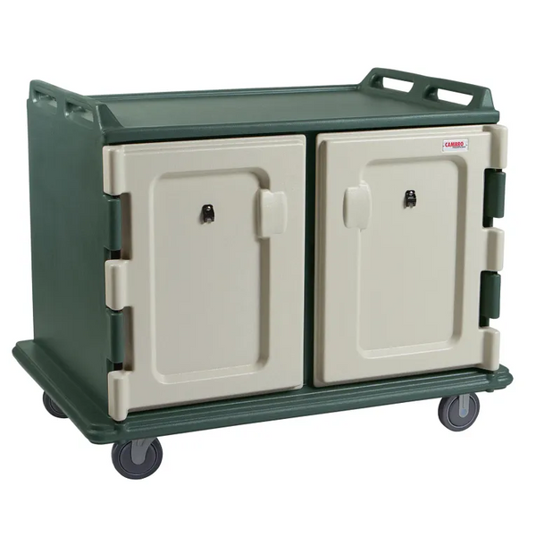 Cambro MDC1418S20192 20 Tray Meal Delivery Cart I Low Profile I 14" x 18" I Granite Green