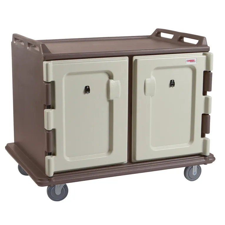 Cambro MDC1418S20194 20 Tray Meal Delivery Cart I Low Profile I 14" x 18" I Granite Sand