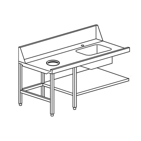 Mach TEVS/918SX | Wet 1800mm L/H Inlet Pre-wash Single Sink Bench with Scraping Hole