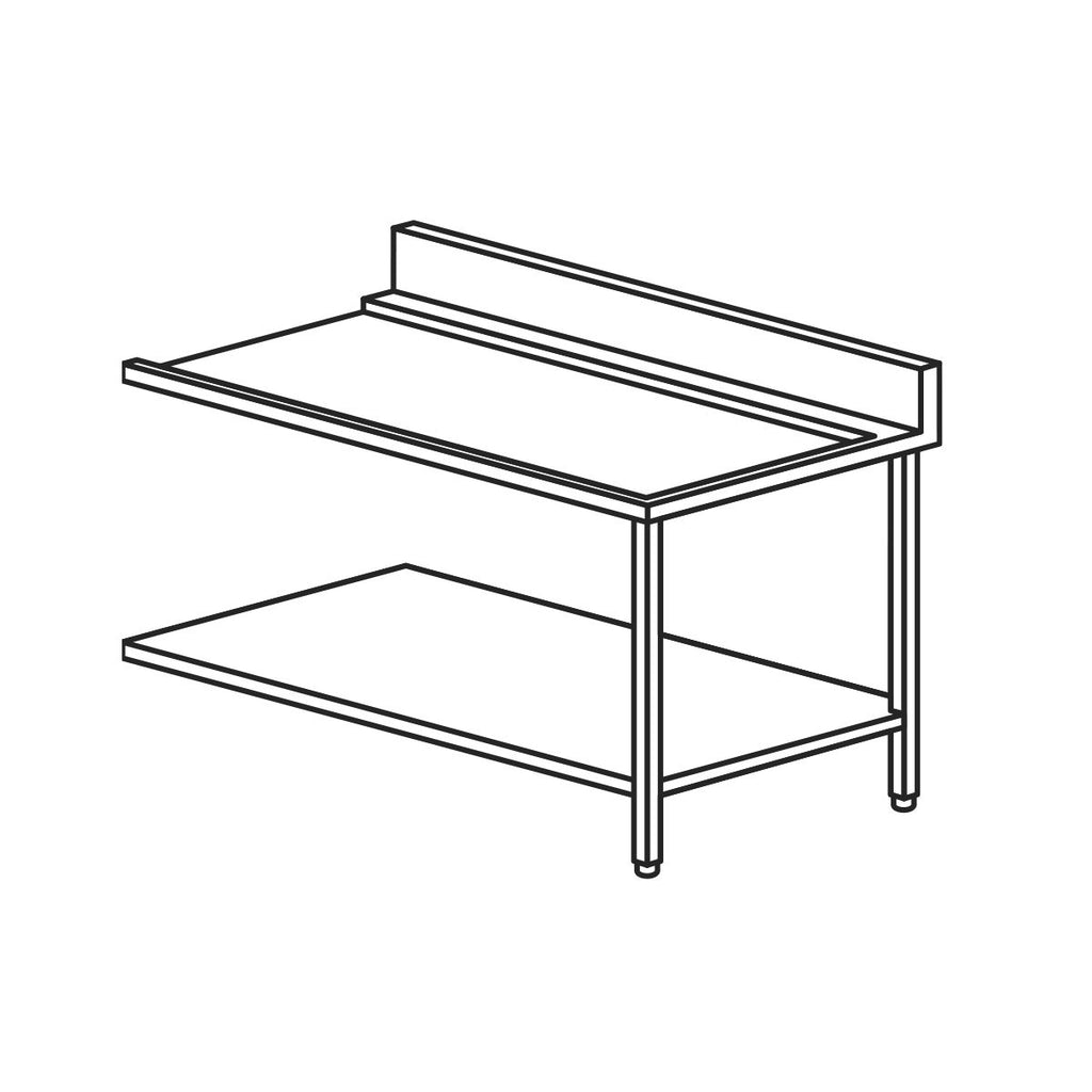 Mach TL/96130DX | Wet 1300mm R/H Outlet Bench with Undershelf and Rear Splashback Suited for HT504
