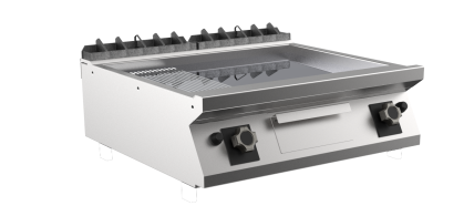 Mareno FT98GMCT-NG | M1 90 Series | Gas Griddle Top with 2/3 Smooth | and 1/3 Ribbed Chromed Plate I 800mm Wide