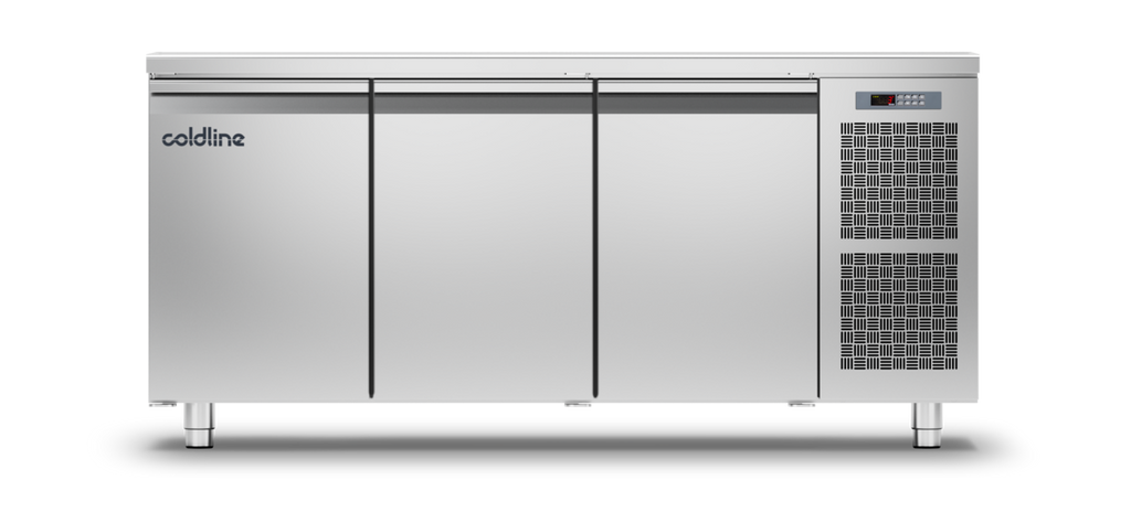 Coldline TP17/1B|3 Door Master Counter Freezer with s/steel worktop