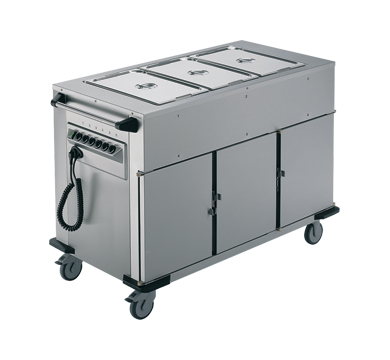 Rieber NORM-III-3 | Bain Marie Top 3 x Heated Cabinets Mobile Food Transport Trolley