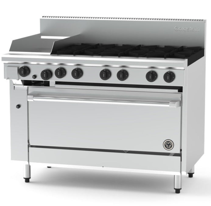 Goldstein PF12G640EFF-X 6 Burner & Griddle with Fan Forced Electric Static Oven