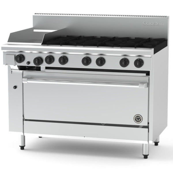 Goldstein PF12G640EFF-X 6 Burner & Griddle with Fan Forced Electric Static Oven