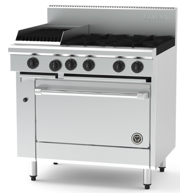 Goldstein PF12Q428E-X 4 Burner & Chargrill Electric Static Oven