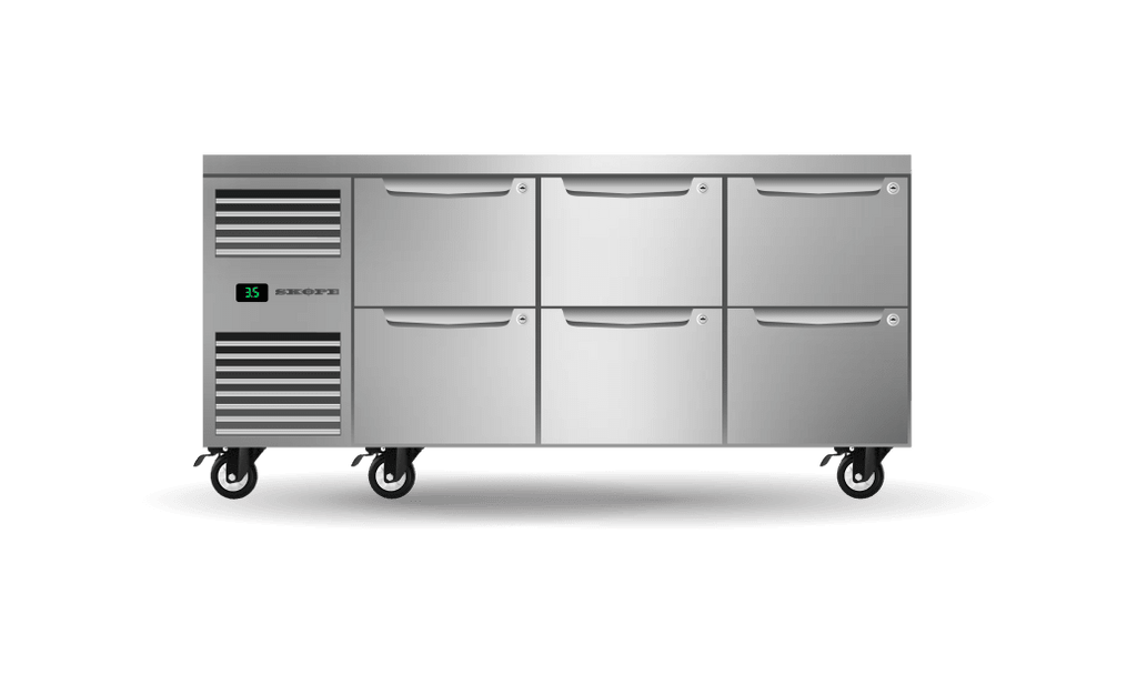 SKOPE PG11.UBR.3.D6 ProSpec Underbench Fridge | GN 1/1 | 6 Drawers | Left Hand | 447L
