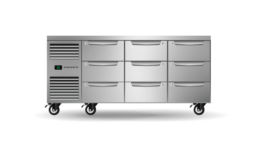 SKOPE PG11.UBR.3.D9 ProSpec Underbench Fridge | GN 1/1 | 9 Drawers | Left Hand | 432L