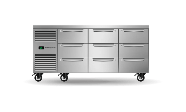 SKOPE PG11.UBR.3.D9 ProSpec Underbench Fridge | GN 1/1 | 9 Drawers | Left Hand | 432L