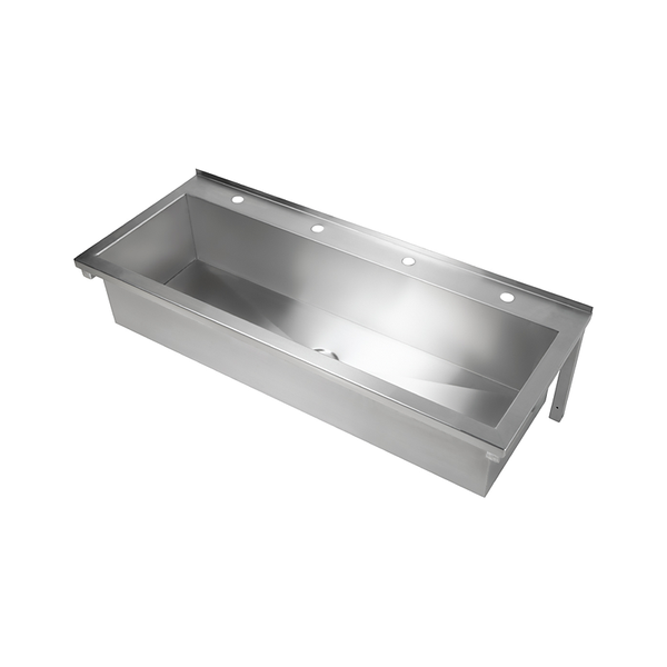 3monkeez PT-4-1200 Pattern 4 Trough with Wall Brackets, 50mm Centre O/L, 304 Grade Stainless Steel - 1200mmL
