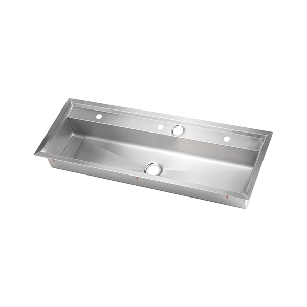 3monkeez PT-8-1500 Practical Activities Trough, Flush mount with Overflow Hole, 50mm Centre Outlet, 304 Grade Stainless Steel - 1500mmL