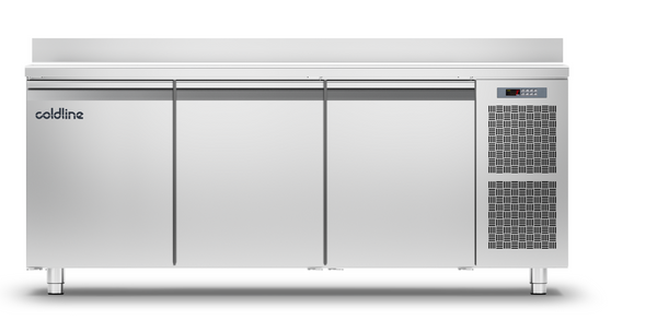 Coldline TA17/1BJ|3 Door Pastry Freezer Counter with s/steel worktop &