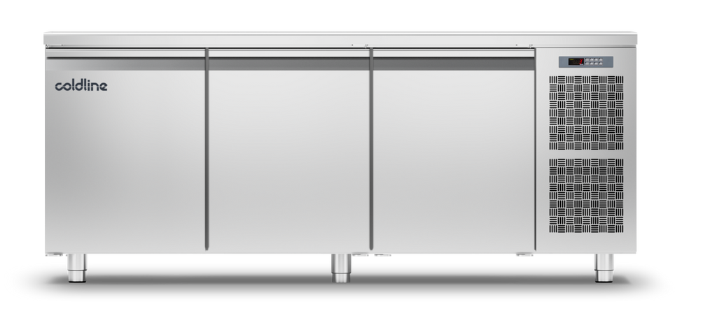 Coldline TP17/1MJ|3 Door Pastry Counter with s/steel worktop -2°+8°C