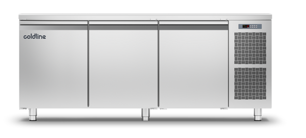 Coldline TP17/1MJ|3 Door Pastry Counter with s/steel worktop -2°+8°C
