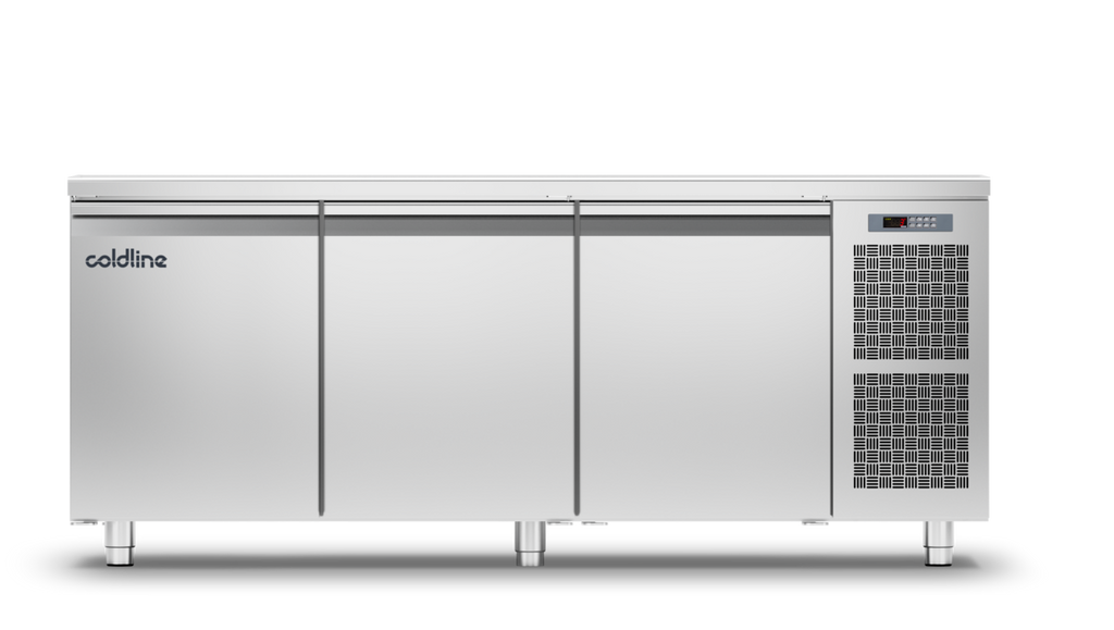Coldline TP17/1BJ|3 Door Pastry Freezer Counter with s/steel worktop