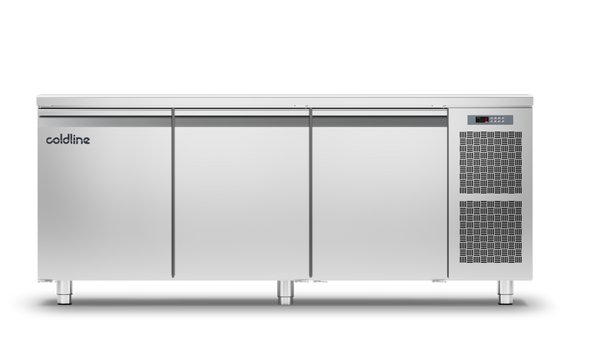 Coldline TP17/1BJ|3 Door Pastry Freezer Counter with s/steel worktop