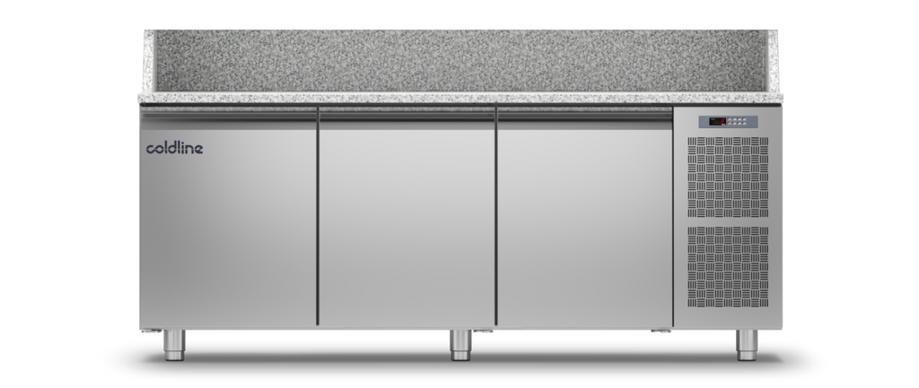 Coldline TZ17/1M|3 Door Pizza Preparation Counter with Granite worktop