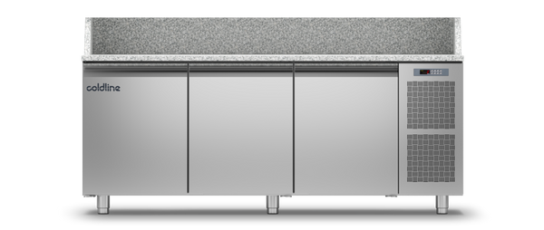 Coldline TZ17/1M|3 Door Pizza Preparation Counter with Granite worktop