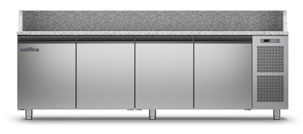 Coldline TZ21/1M|4 Door Pizza Preparation Counter with Granite worktop