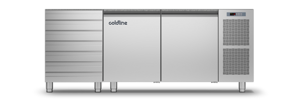 Coldline TZS13/1MC|2 Door + Drawers Pizza Preparation Counter with no