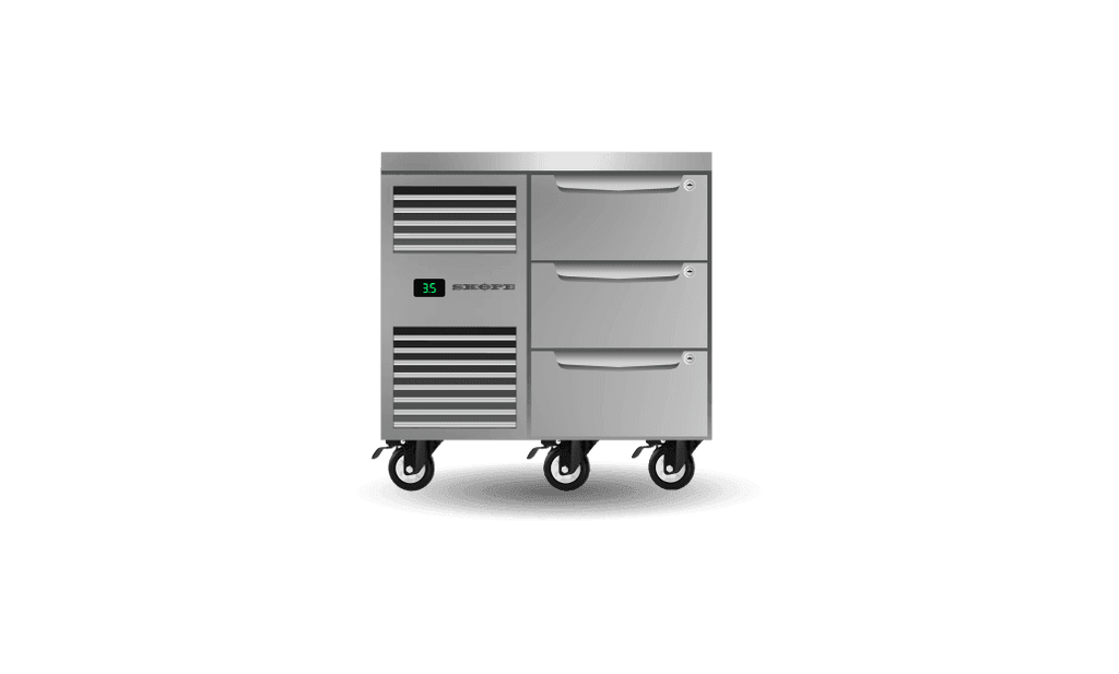 SKOPE PG11.UBR.1.D3 ProSpec Underbench Fridge | GN 1/1 | 3 Drawers | Left Hand | 126L