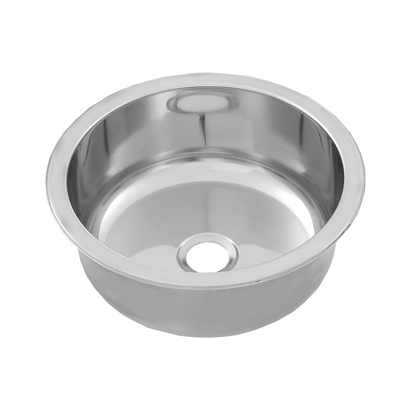 3monkeez RBF385 Round Pressed Stainless Steel Sink Bowl, 385mm Dia x 177mm