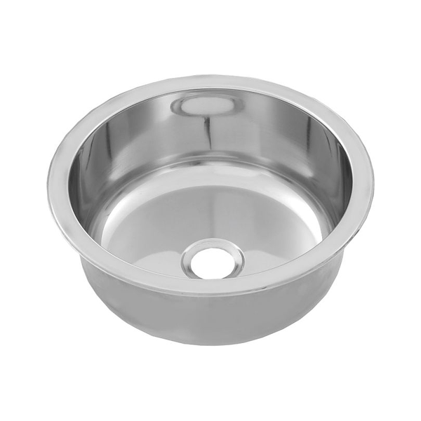 3monkeez RBF385 Round Pressed Stainless Steel Sink Bowl, 385mm Dia x 177mm