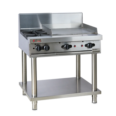 Trueheat RCT9-2-6G-NG-STD9-KIT | 900mm Top With 2 Burner and 600mm Griddle NG | Bundle | With Stand and Regulator LP