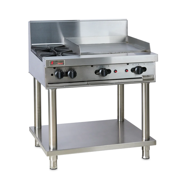 Trueheat RCT9-2-6G-NG-STD9-KIT | 900mm Top With 2 Burner and 600mm Griddle NG | Bundle | With Stand and Regulator LP